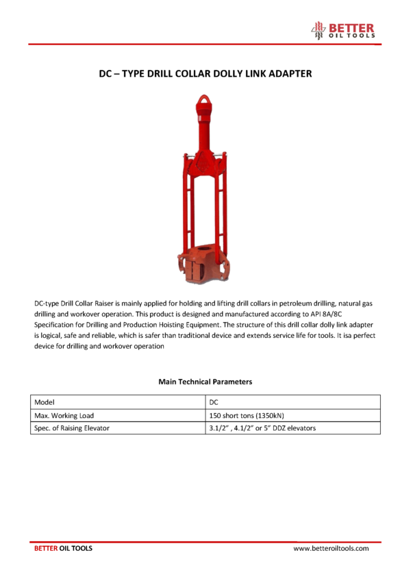 DC – TYPE DRILL COLLAR DOLLY LINK ADAPTER