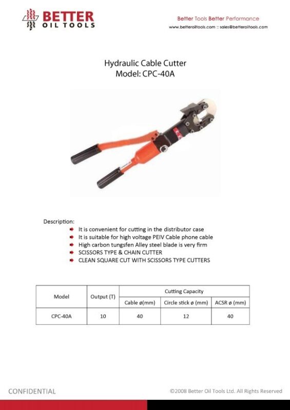 HydraulicCableCutter BETTER OIL TOOLS