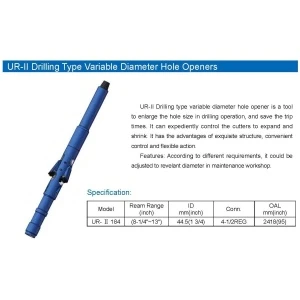 UR-II Drilling Type Variable Diameter Hole Openers