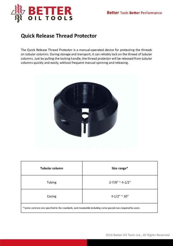 Quick Release Thread Protector – BETTER OIL TOOLS