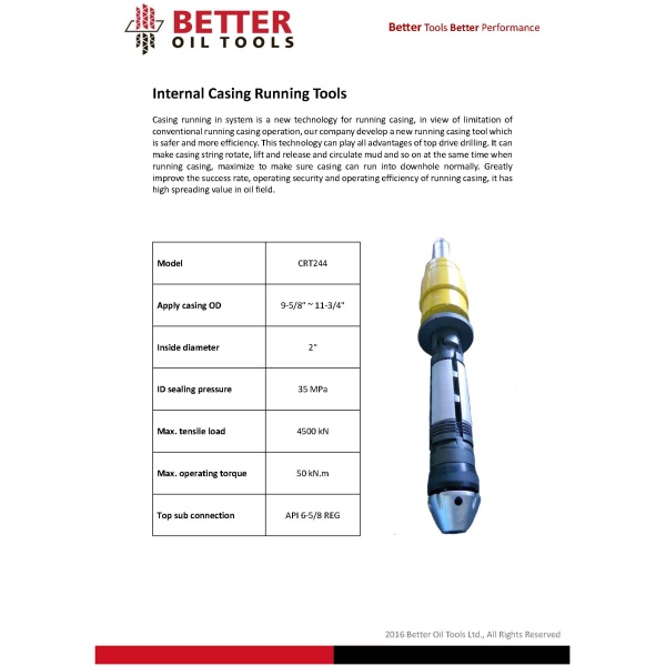 Internal Casing Running Tools – BETTER OIL TOOLS